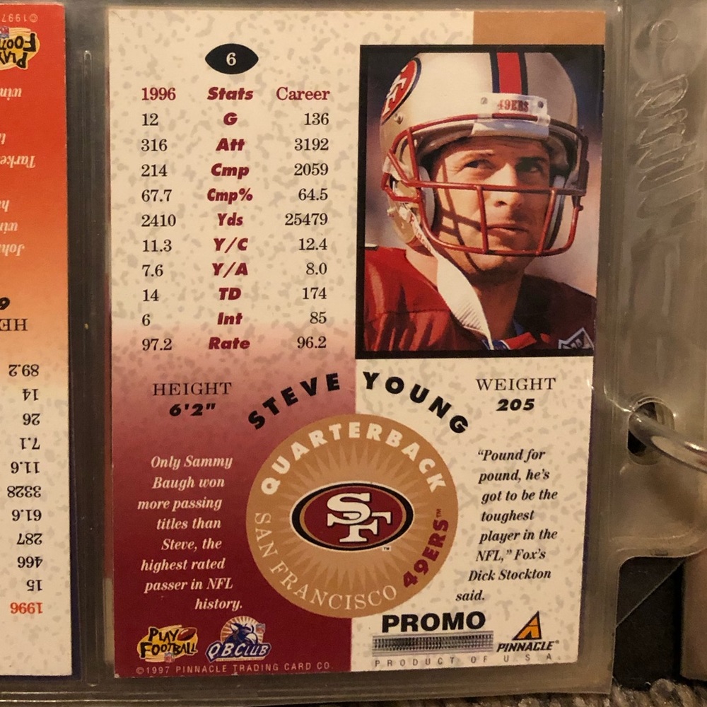 Steve Young Card - Picture 2 of 2